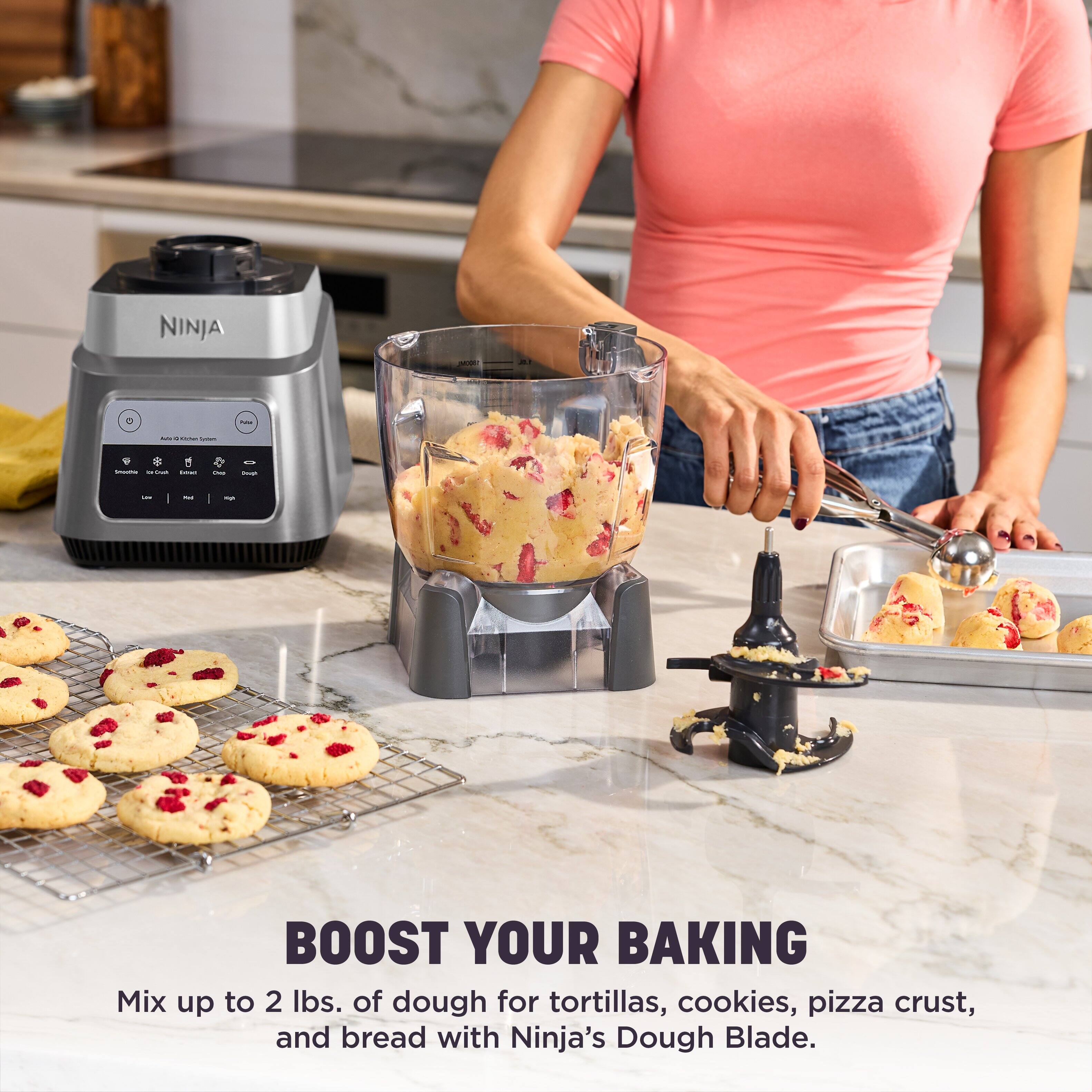 NINJA  
2400  
-  
Arts story Loters  
9 * ShouDie " IM  
g Smart  
4 -  
0 Joup  
-  
1  
RUS  
-  
BOOST YOUR BAKING  
Mix up to 2 lbs. of dough for tortillas, cookies, pizza crust, and bread with Ninja's Dough Blade.