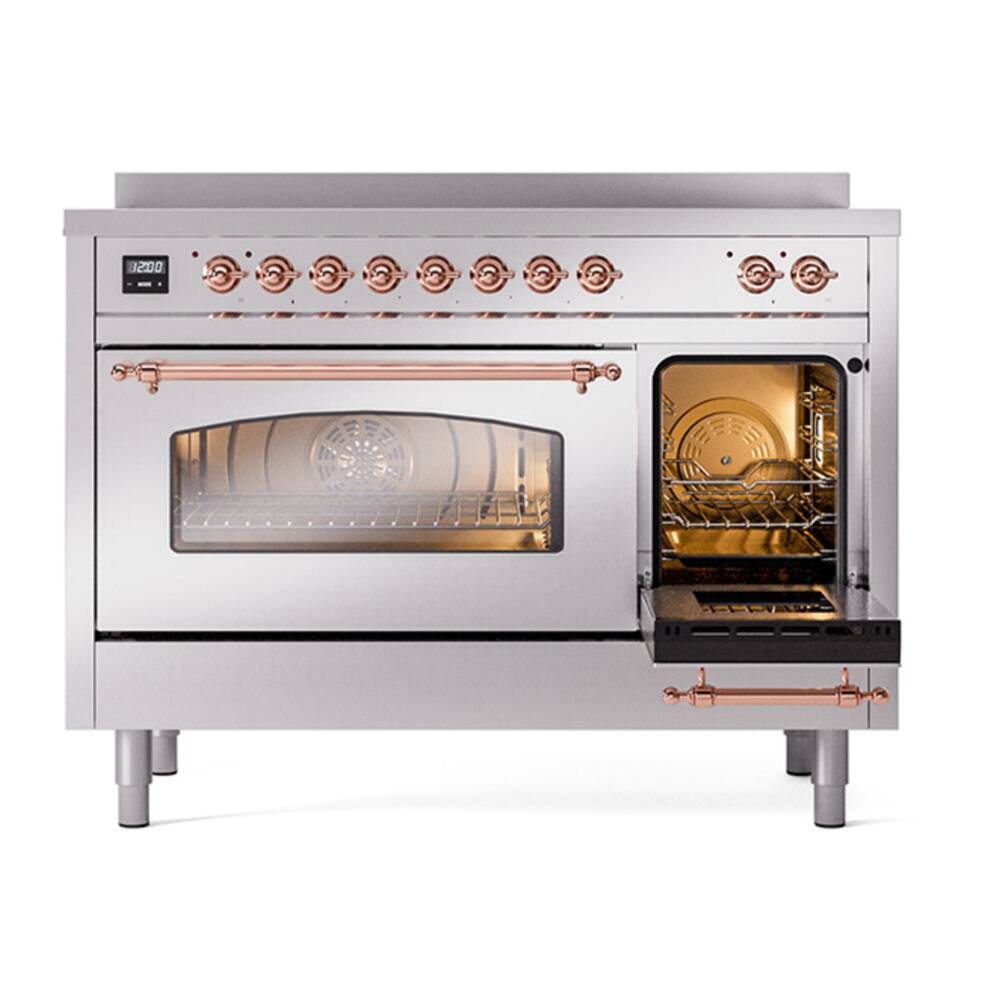 Alt View 3. ILVE - ILVE Nostalgie II Series 48 in. Induction Range with 6 Induction Elements (Copper Trim) - Stainless Steel.