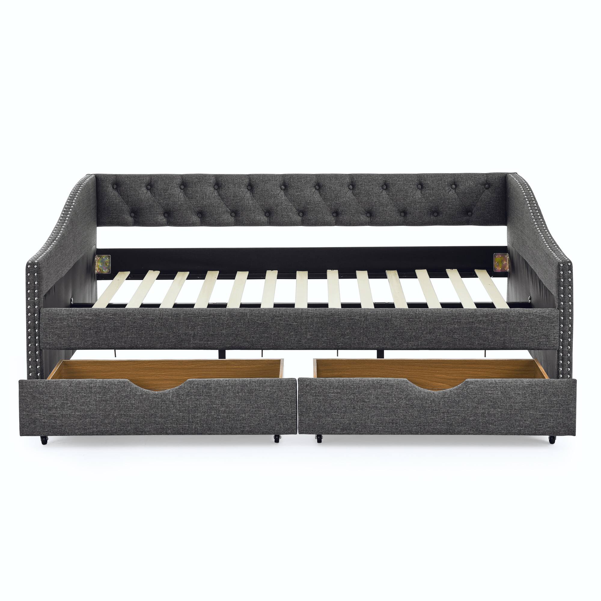 Alt View 7. Tiramisubest - Full Size Daybed with Drawers Upholstered Tufted Sofa Bed, (80.5''x55.5''x27.5'') - DARK GREY.