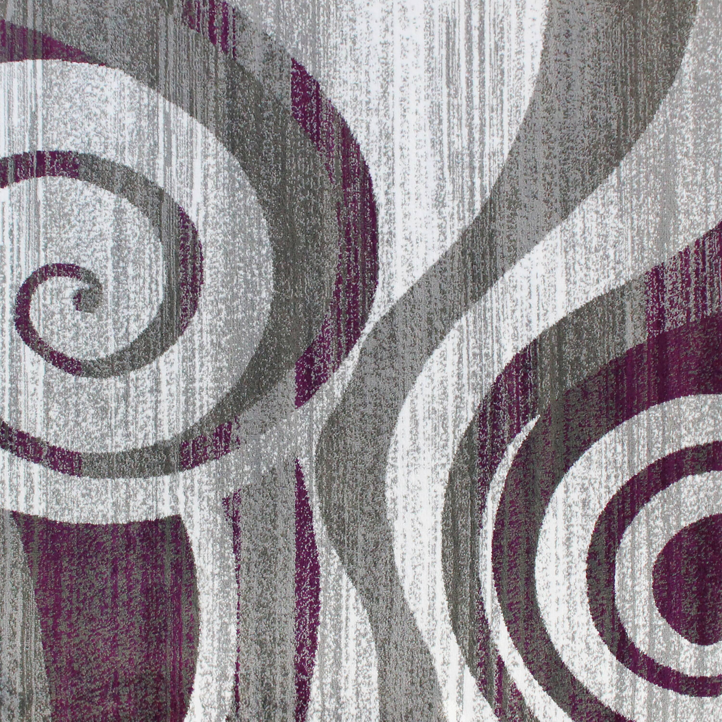 Alt View 6. Emma + Oliver - Aeris Contemporary Swirl Plush Pile Accent Rug with Scraped Effect and Jute Backing - Purple.
