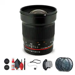 Rokinon - 24mm f/1.4 Aspherical Wide Angle Lens for Olympus Bundle - Black