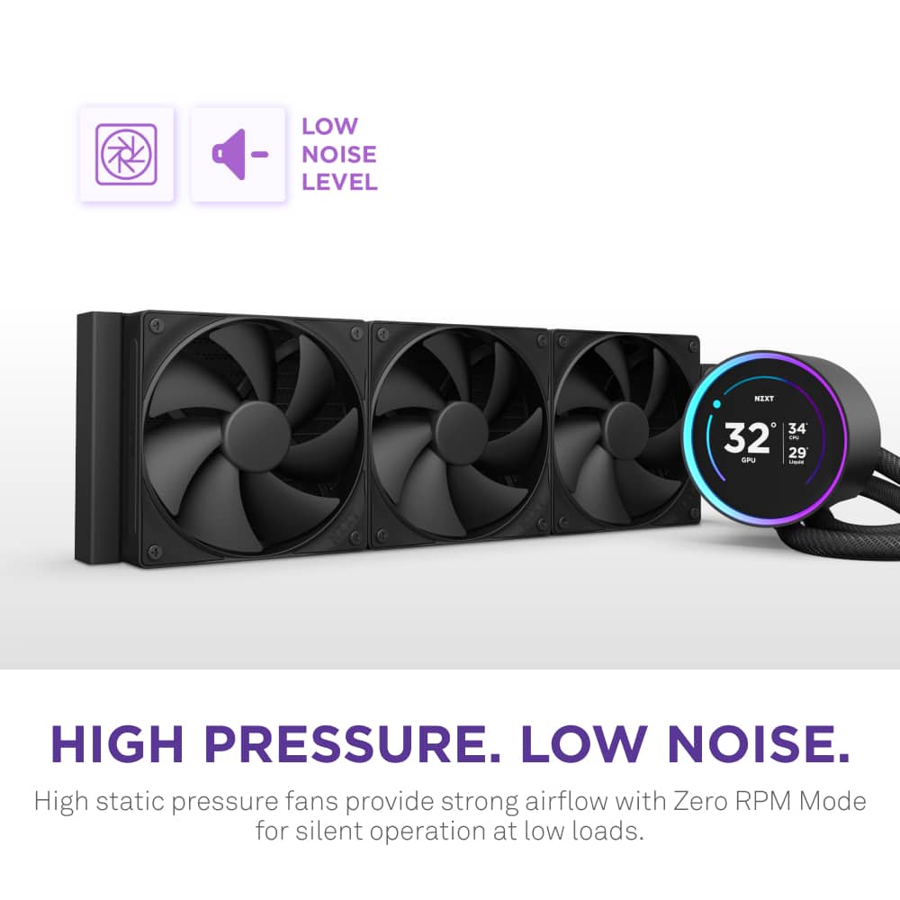 High pressure. Low noise. High static pressure fans provide strong airflow with Zero RPM Mode for silent operation at low loads.