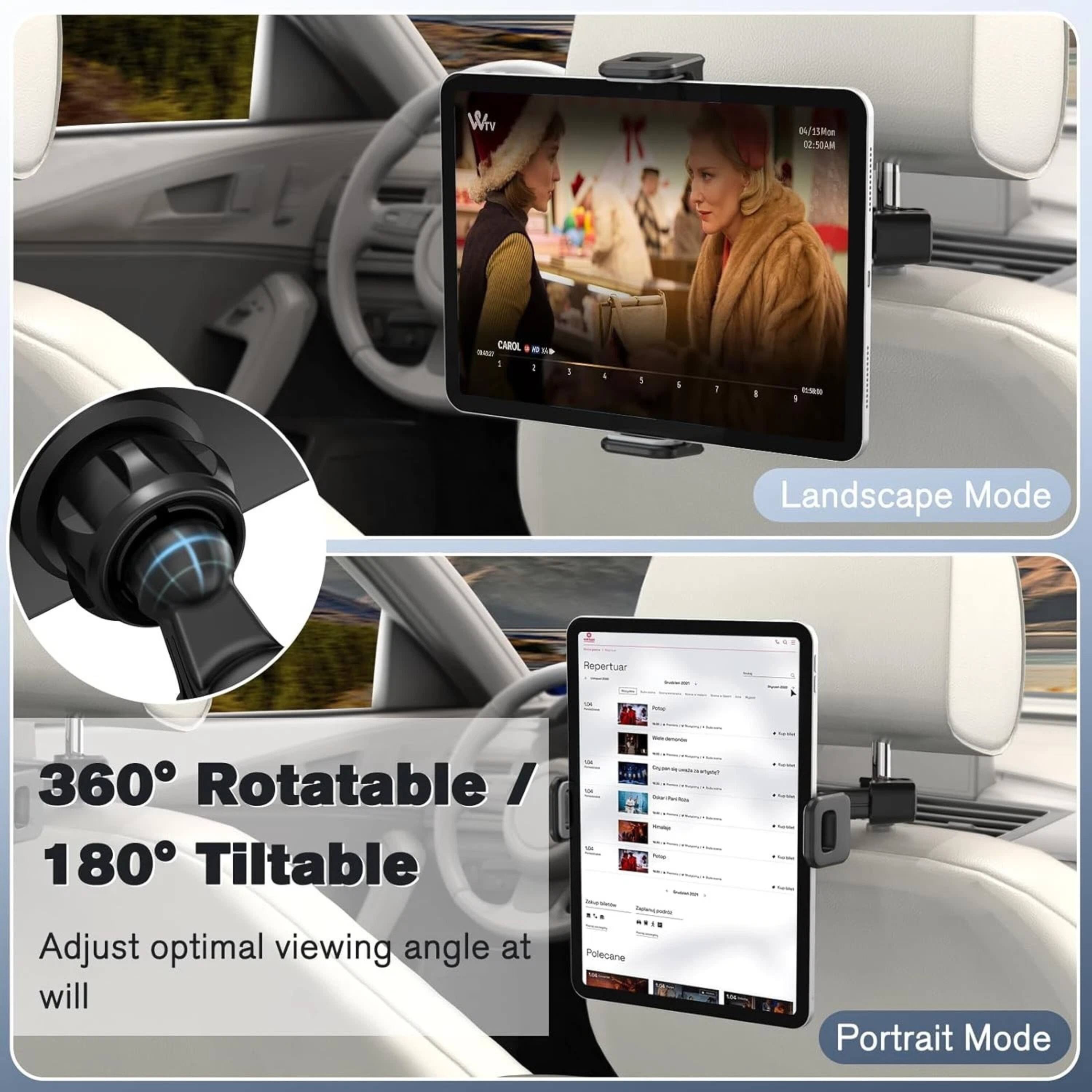 Www 06/15 Mom 2: SBAM CARON Sor - Su - 1 I 4 1 I 1 - 1 Landscape Mode - Repertuar 360 Rotatable / 180 Tiltable 0 Adjust optimal viewing angle at will Polecane Portrait Mode

360° Rotatable / 180° Tiltable  
Adjust optimal viewing angle at will