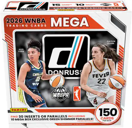 15 CAMPS 10 PACKS 2026 WNBA TRADING CARDS DONRUSS
2026 WNBA MEGA TRADING CARDS CAITLIN CLARK AZZI FUDD DALLAS DONRUSS FEVER 35 22 CV salesforce
WNBPA
PANINI INCLUDING 150 CARDS PER BOX, ON AVERAGE PER BOX
NECESSARY SEE PACK TCE OCTAILS