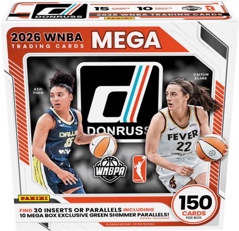 15 CAMPS 10 PACKS 2026 WNBA TRADING CARDS DONRUSS

2026 WNBA MEGA TRADING CARDS CAITLIN CLARK AZZI FUDD DALLAS DONRUSS FEVER 35 22 CV salesforce

WNBPA

PANINI INCLUDING 150 CARDS PER BOX, ON AVERAGE PER BOX

NECESSARY SEE PACK TCE OCTAILS