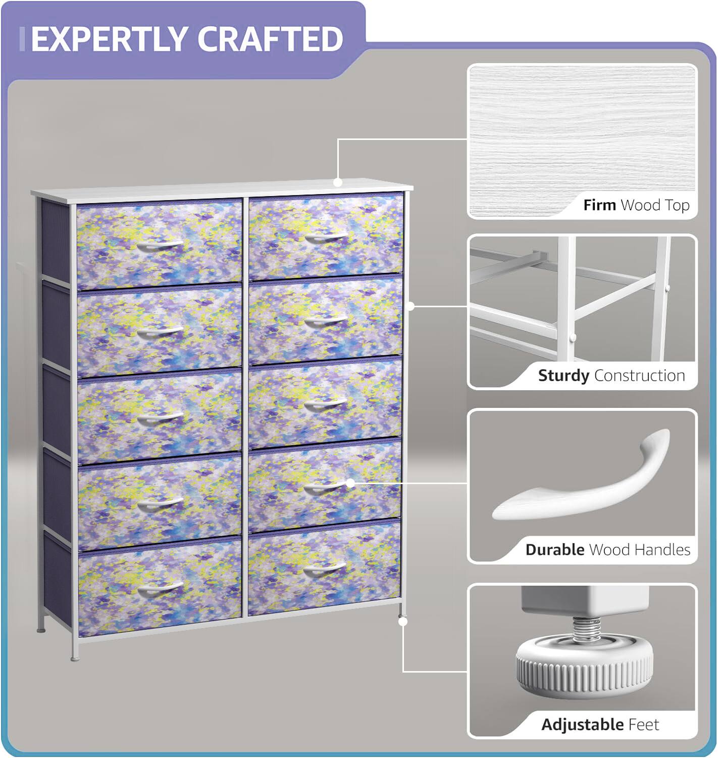 EXPERTLY CRAFTED

- Firm Wood Top
- Sturdy Construction
- Durable Wood Handles
- Adjustable Feet