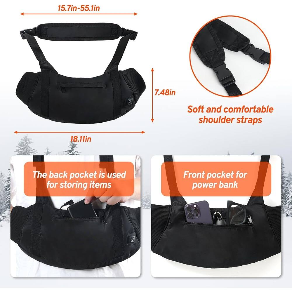 MOSZAR LLC - Heated Hand Warmer Pouch, 10000mAh Power Bank, 3 Heat Levels, Waterproof, Adjustable Strap
