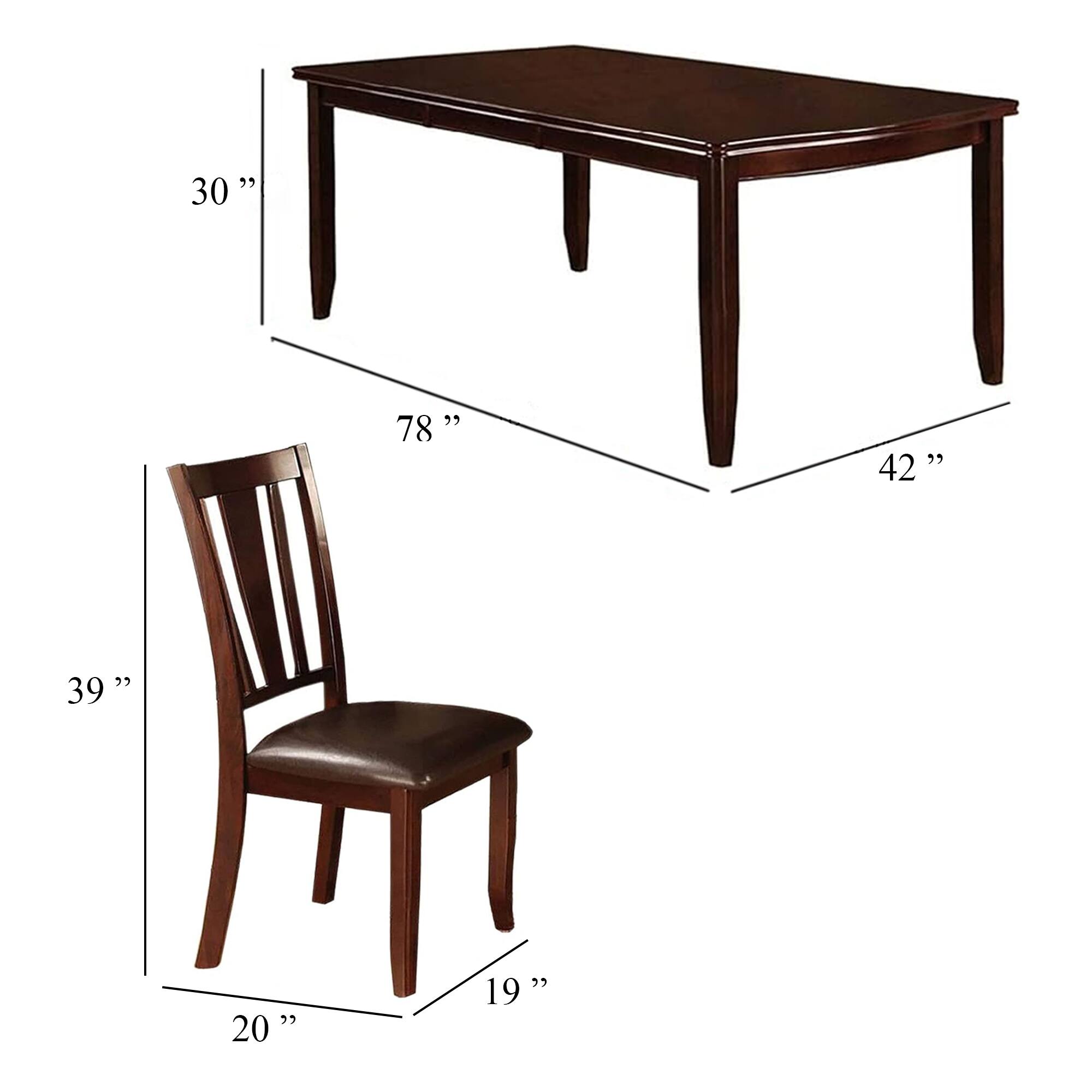 - Table: 78" x 42" x 30"
- Chair: 39" x 20" x 19"