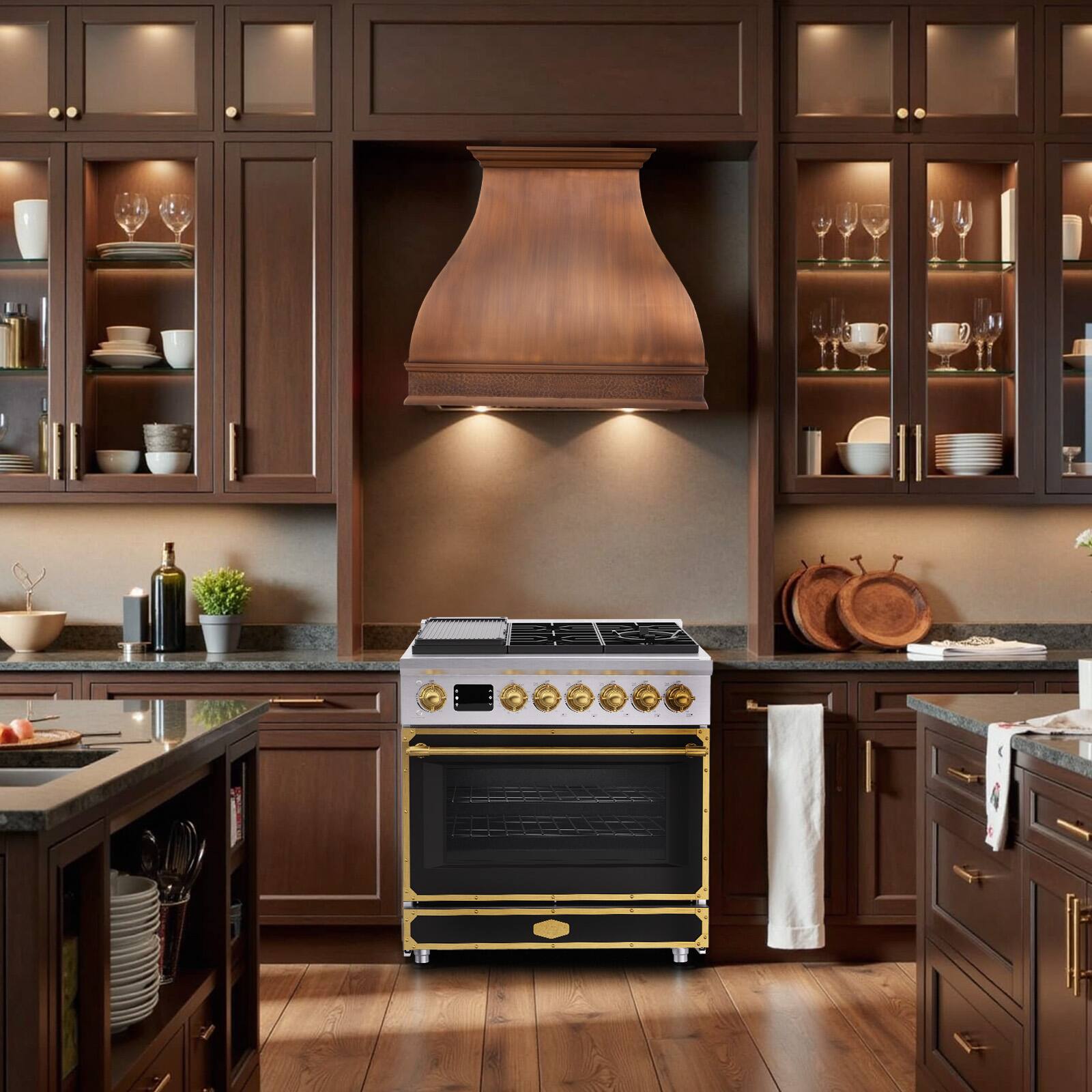Alt View 8. Akicon - Akicon 4.2 Cu.ft Freestanding Gas Rapid Convection Range with 6 Sealed Burners and Cast Iron Grates in Jet Black - Jet Black.