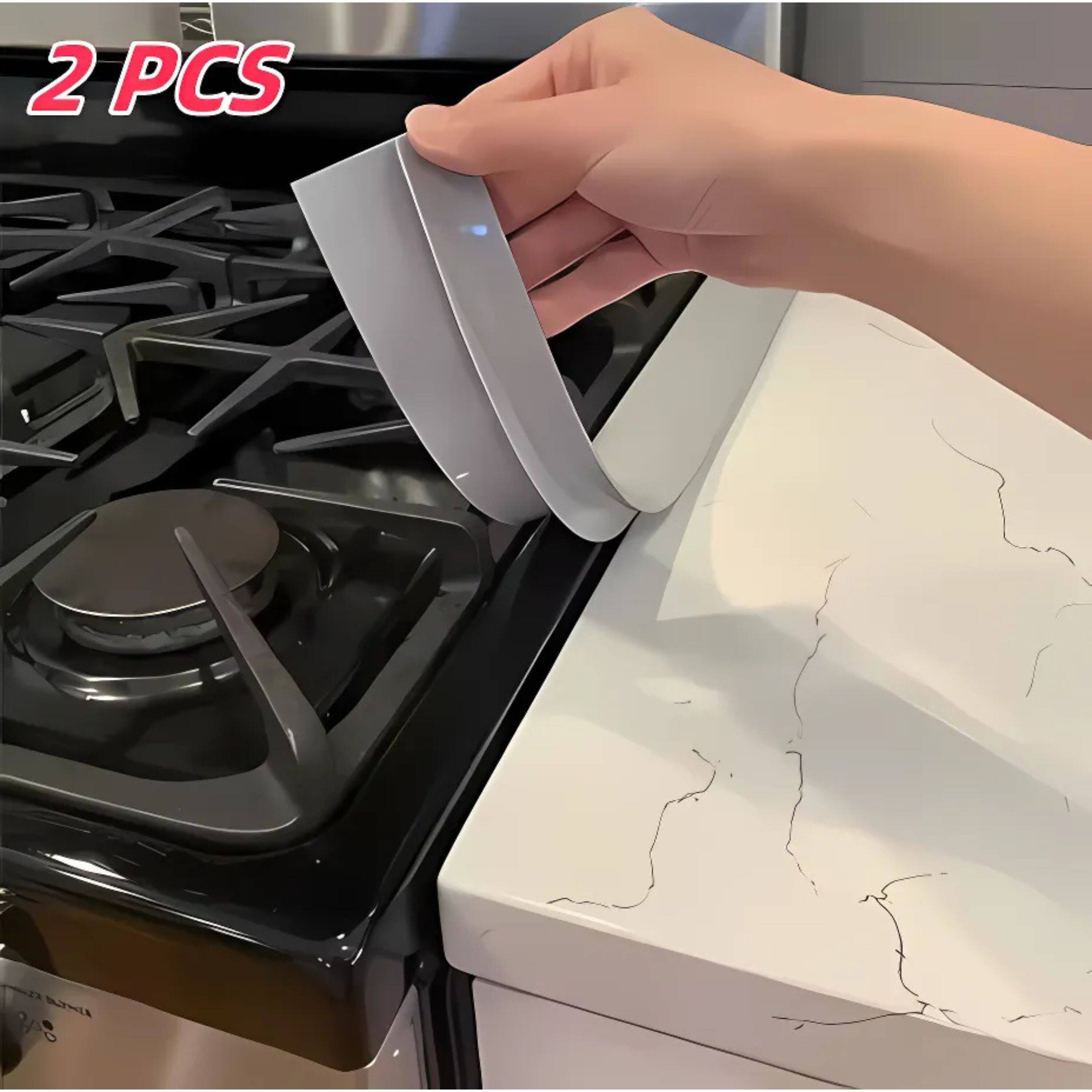 Left. Kitcheniva - Silicone Gap Sealing Strip for Kitchen Stove 2 Pcs Semi-Transparent - Semi-Transparent.