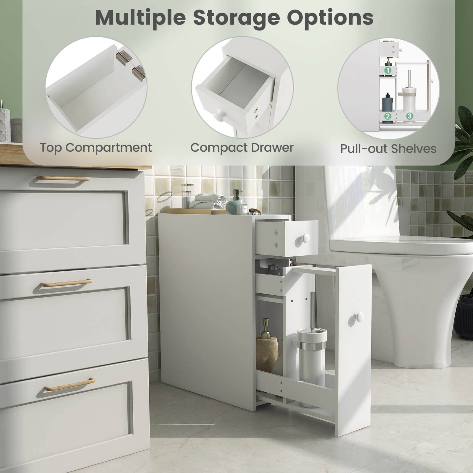 Multiple Storage Options

- Top Compartment
- Compact Drawer
- Pull-out Shelves