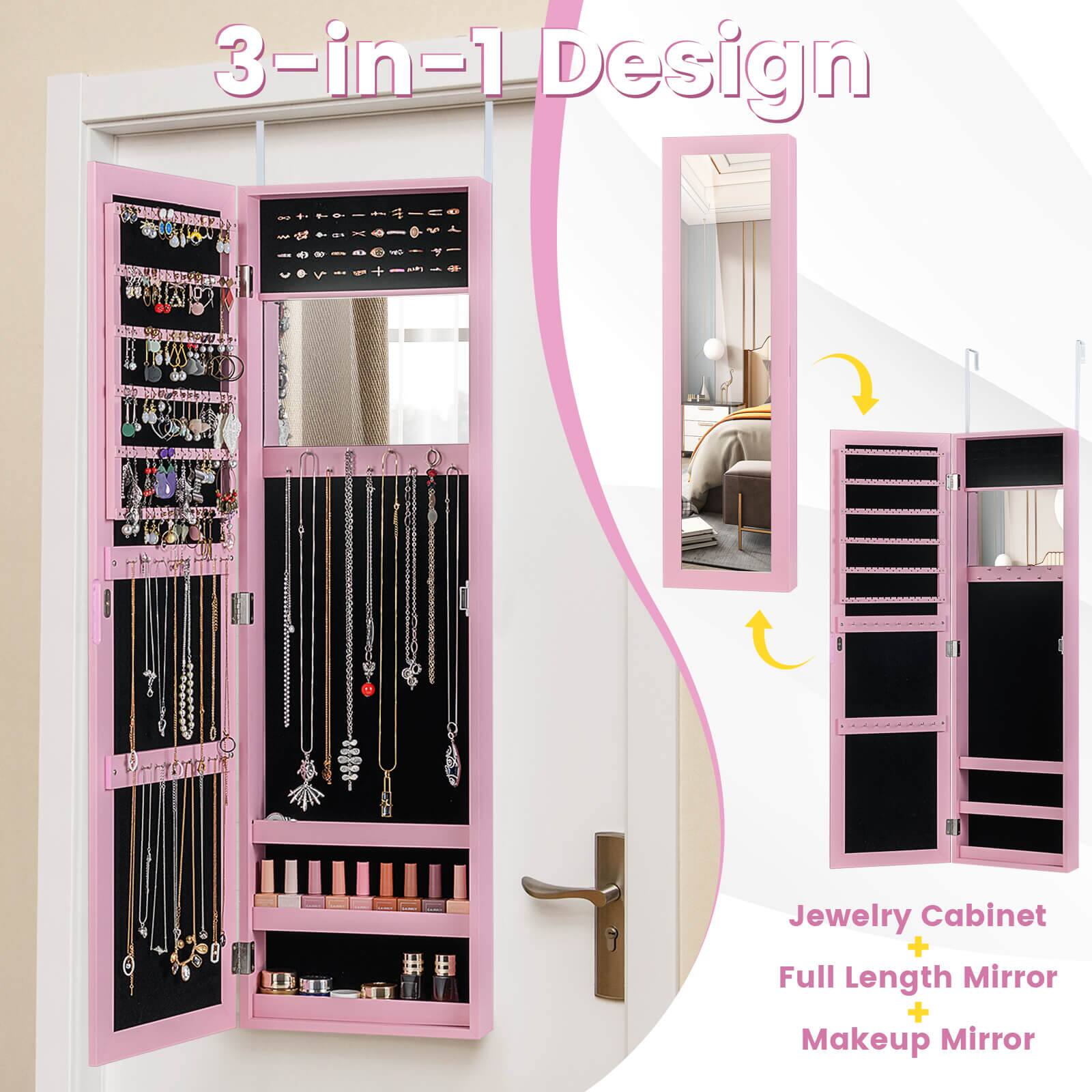 3-in-1 Design

Jewelry Cabinet + Full Length Mirror + Makeup Mirror