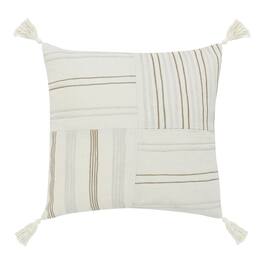 Manhattan Lane - Pini Throw Pillow, Boho Design Stripe Pattern, 22 Inch Linen - Beige