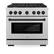 Front. ZLINE - 36 in. Wide 6 Burner Autograph Paramount Satin Steel Gas Range withBlack Accents (SGRSZ-36-MB) - Stainless Steel.