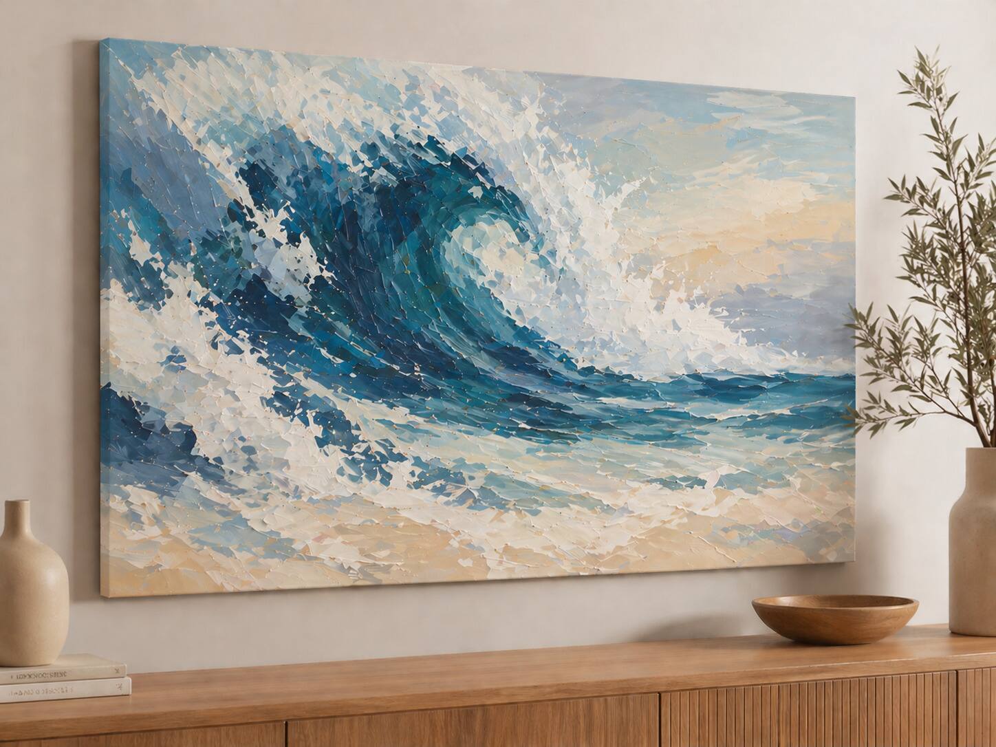 Front. FC Design - Large Canvas 24x36" Ready-to-Hang 24x36" Crashing Wave  Art Painting Home Wall Décor - MultiColor.