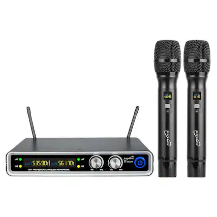 Sure, here is the corrected and grouped text from the image:
---
**SuperSonic**
**UHF PROFESSIONAL WIRELESS MICROPHONE**
**AF**
535.90
**RF**
56.170
**AF**
535.90
**RF**
56.170
**SuperSonic**
**DC-820UHF**
---
This text includes the brand name, product type, frequency settings, and model information.