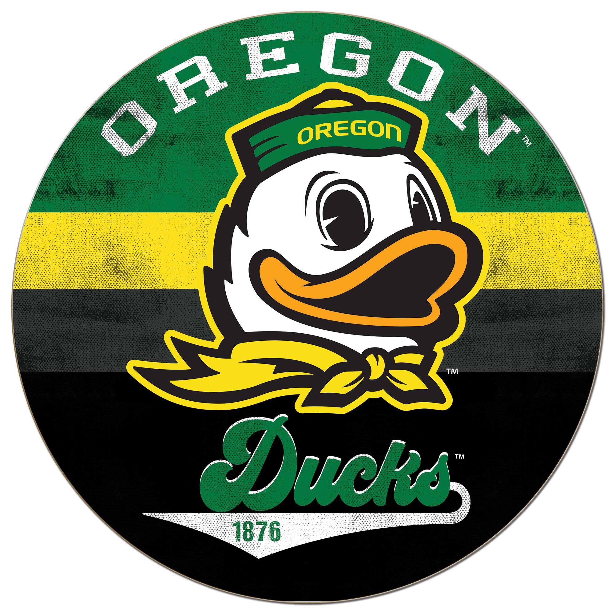 Oregon Ducks 20'' x 20'' Retro Logo Circle Sign