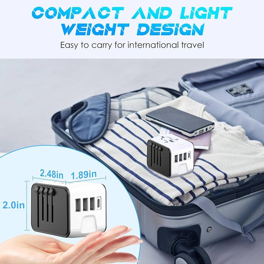 COMPACT AND LIGHT WEIGHT DESIGN  
Easy to carry for international travel  

2.48in  
1.89in  
2.0in