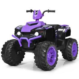 Costway - 12V Kids 4-Wheeler ATV Quad Ride on Car W/ LED Lights Music USB - Purple