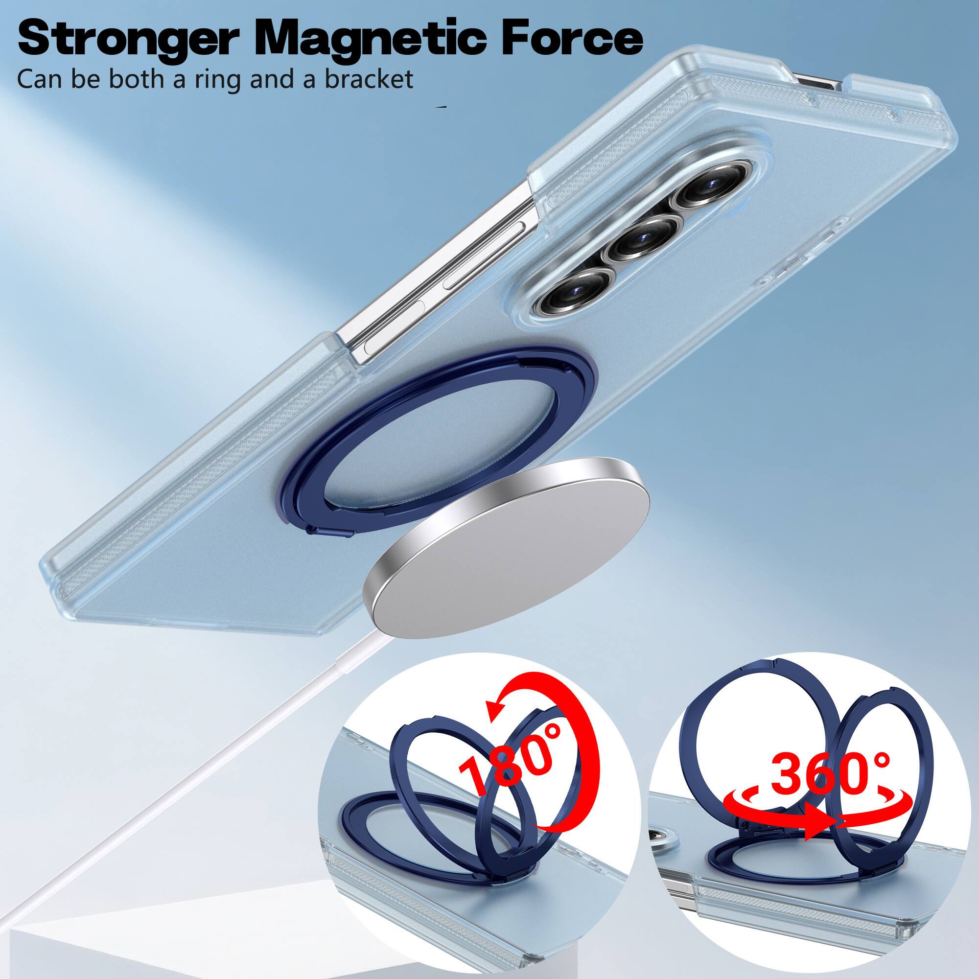 Stronger Magnetic Force  
Can be both a ring and a bracket  
180°  
360°