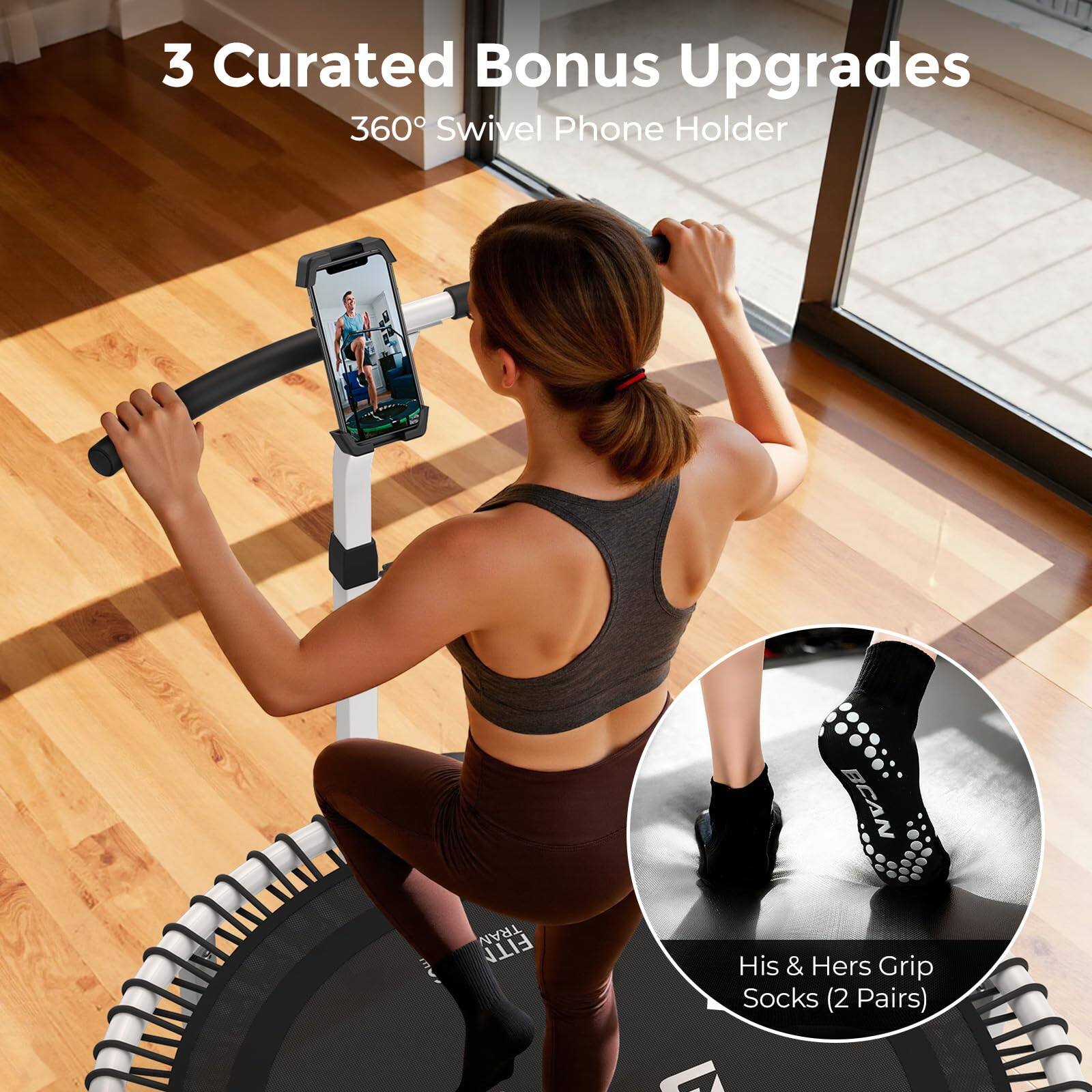 3 Curated Bonus Upgrades  
360° Swivel Phone Holder  
His & Hers Grip Socks (2 Pairs)