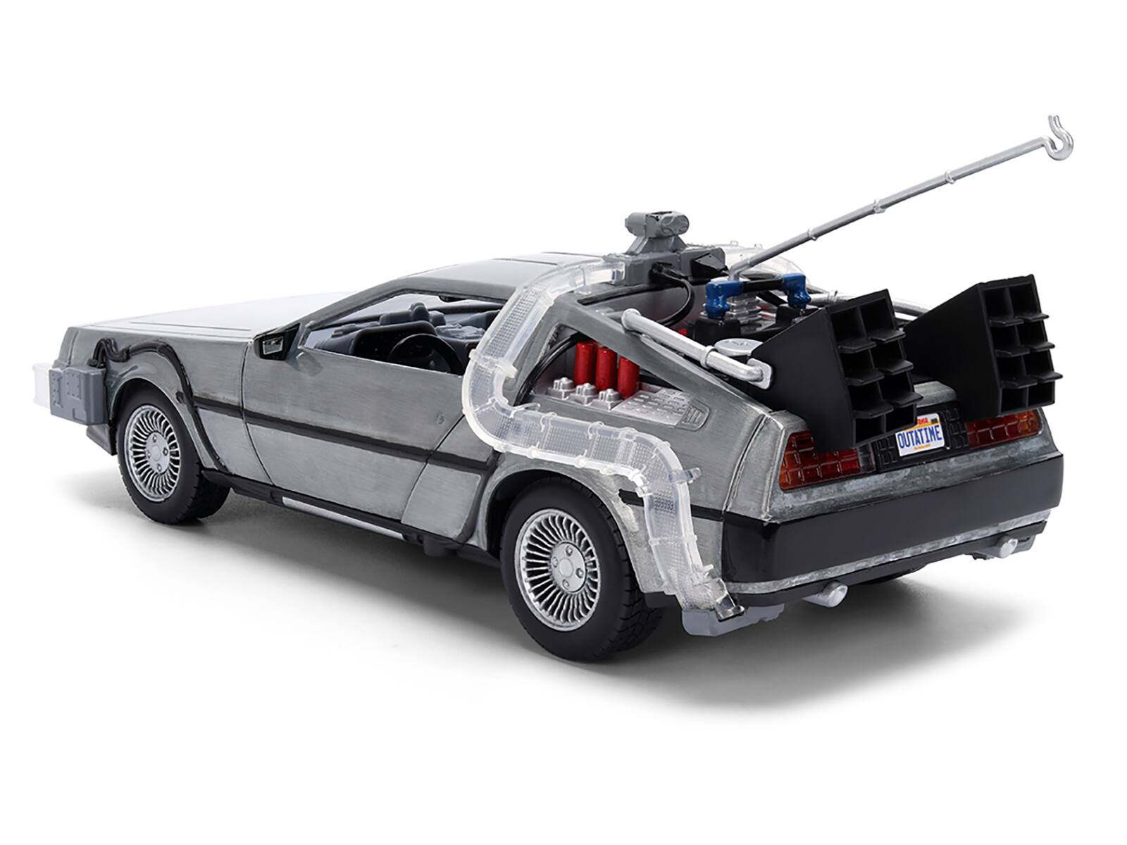 Alt View 1. Jada - DeLorean Brushed Metal Time Machine with Lights 1/24 "Back to the Future" 1985 40th Anniversary Hollywood Rides - Grey.