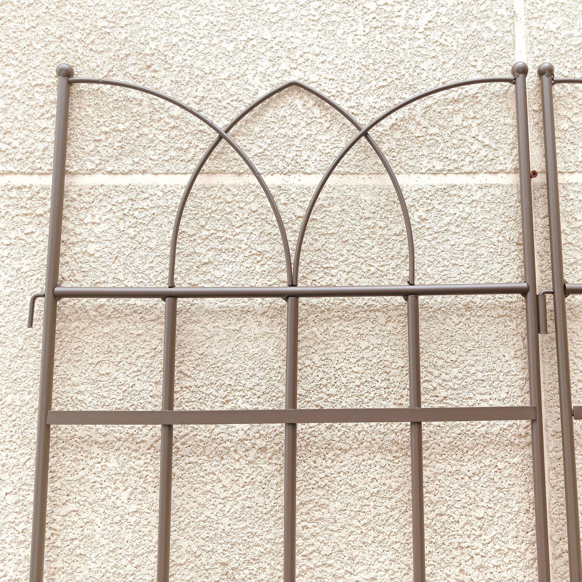 Left. Loheer - Rustproof Metal Garden Trellis Set 5.9 ft x 1.48 ft - 4 Pack - Brown.