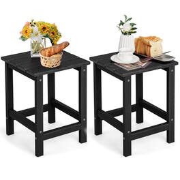 Gymax - 2PCS 14'' Patio Adirondack Side Table HDPE Square Weather Resistant Garden - Black