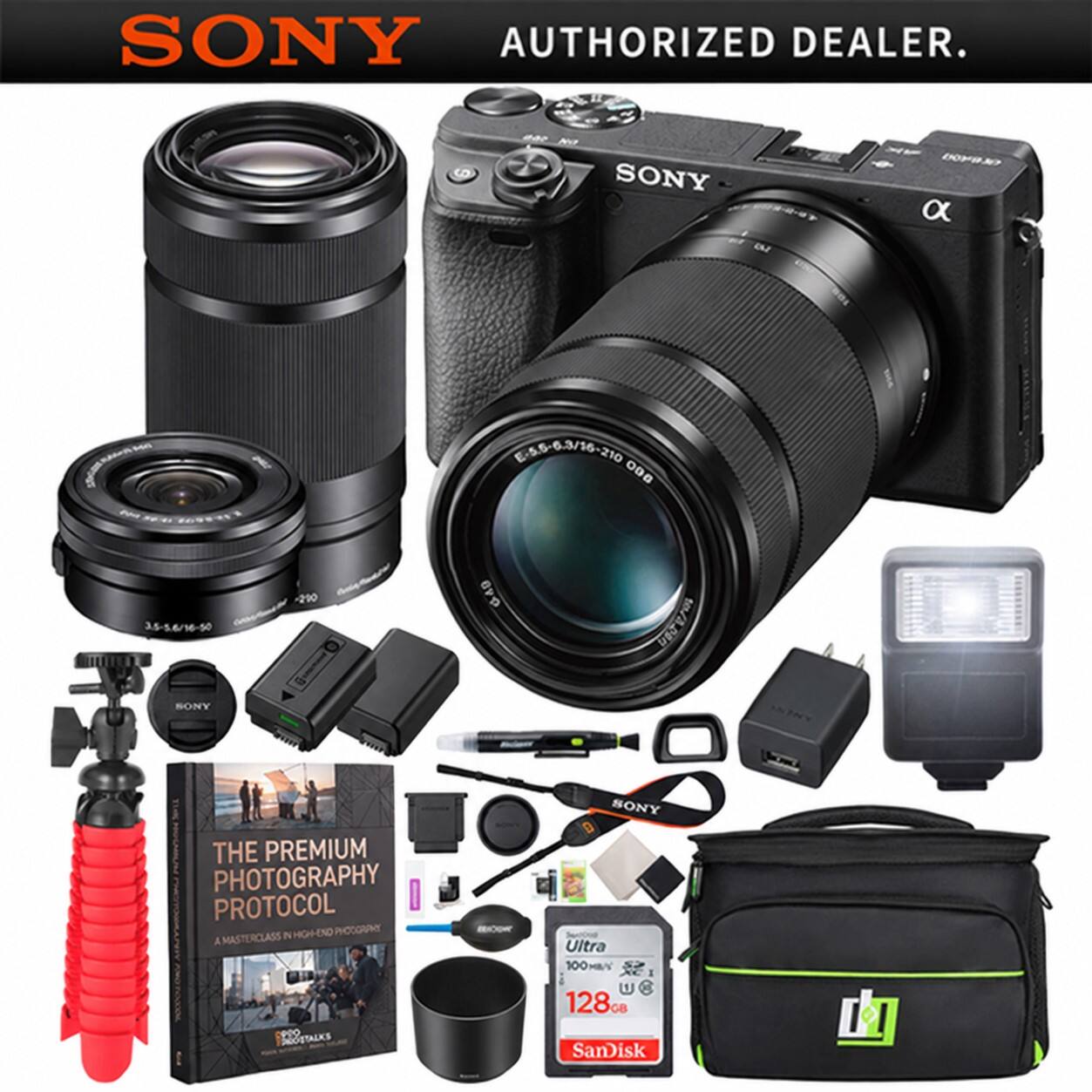 SONY AUTHORIZED DEALER.  
SONY  
a  
PM SWAY 1690-21 3.5-56/16-50 SONY  
210  
E.5.6-6.3/16-210 000 GPD USIWA  
THE PREMIUM PHOTOGRAPHY PROTOCOL  
A MASTERCLASS IN HIGH-END PHOTOGRAPHY  
PROSTALKS  
RRADOVE  
SONY D Ultra 100 MIN I 128GB SanDisk