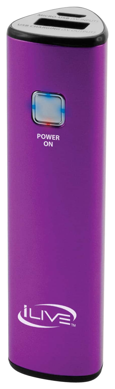 Front. iLive - USB Portable Power Charger - Purple.