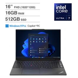 Lenovo - ThinkPad E16 Gen 2 Laptop 16.0 FHD Display (Intel Ultra 7 155U, 16GB DDR5, 512GB PCIe SSD, Win 11 Pro) - Black