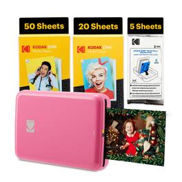 Kodak - Step Mobile Instant Photo Printer 2x3" & Zink Photo Paper (75 Sheets) Bundle - Pink