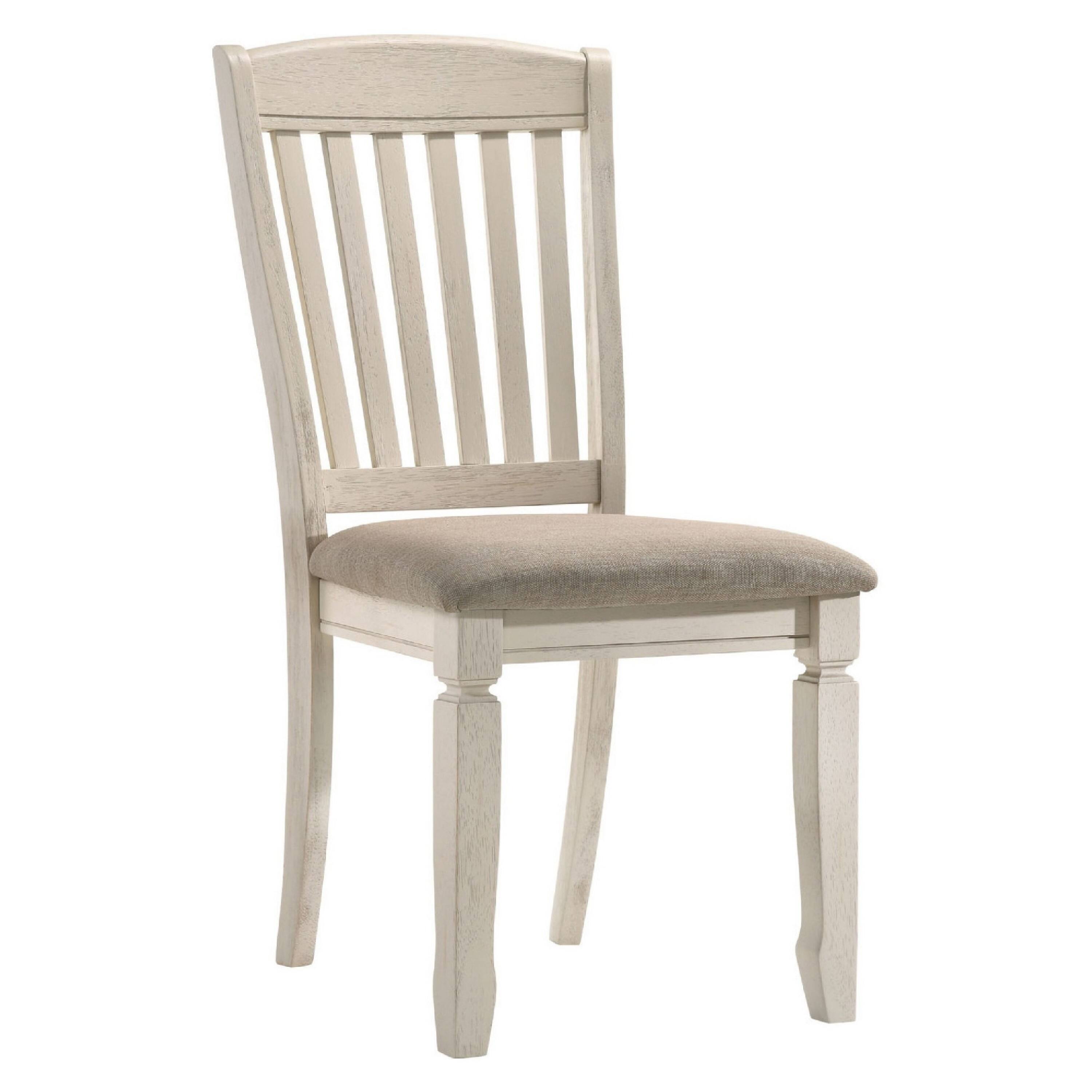 Alt View 4. Manhattan Lane - 18 Inch Dining Chair, Fabric Padded Seat, Slatted, Set of 2 - White.
