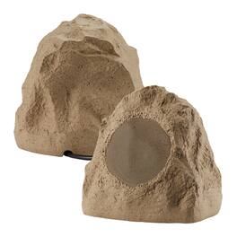 Theater Solutions by Goldwood - 2R4S Outdoor Rock 2 Piece Speaker Set for Yard Patio Pool Spa - Sandstone