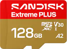 SANDISK - 128GB Extreme PLUS microSDXC UHS-I Memory Card with Adapter, R/W up to 250/120MB/s