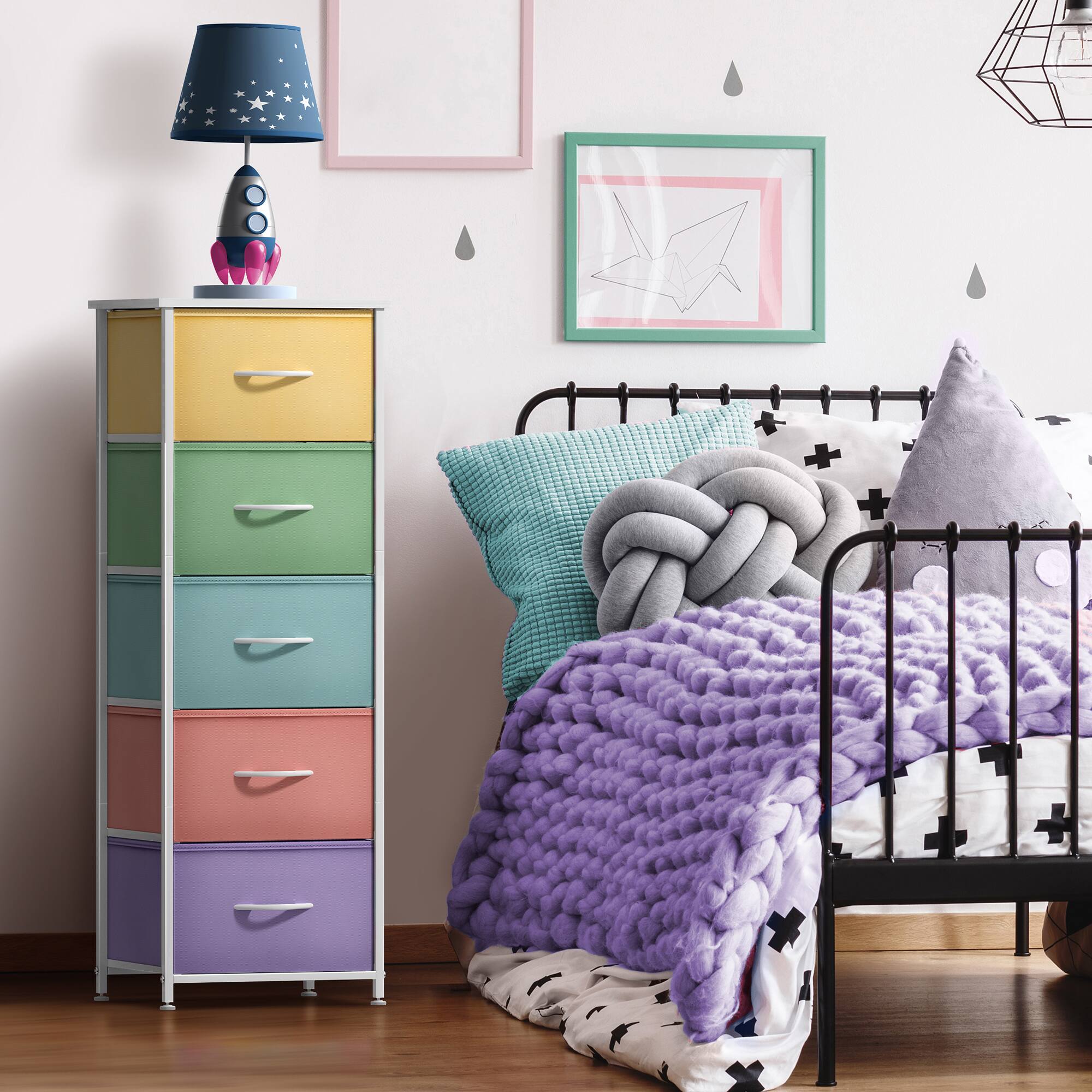 Alt View 1. Sorbus - Sorbus Fabric Dresser for Kids Bedroom, Chest of 5 Drawers, Tall Storage Tower Clothing Organizer for Playroom - Pink.