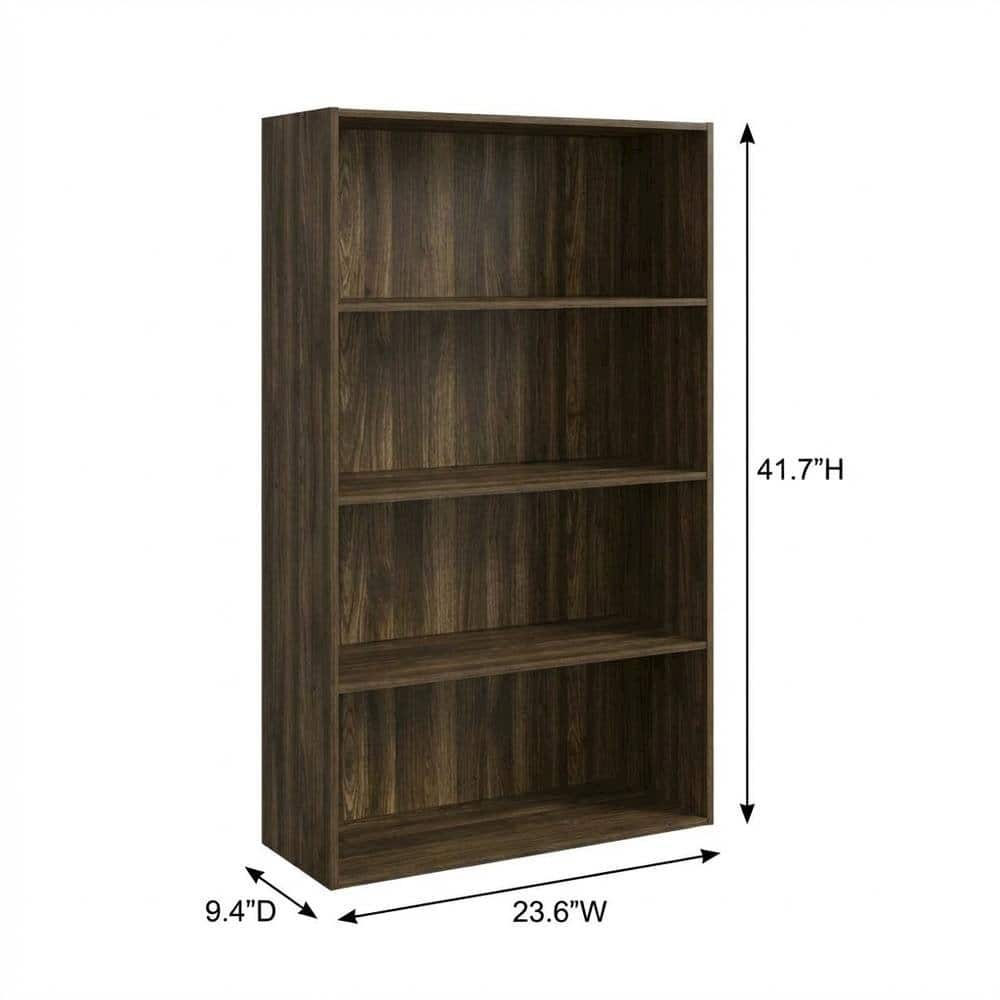 FurniFact - Wooden bookcase with minimalist design - Columbia Walnut