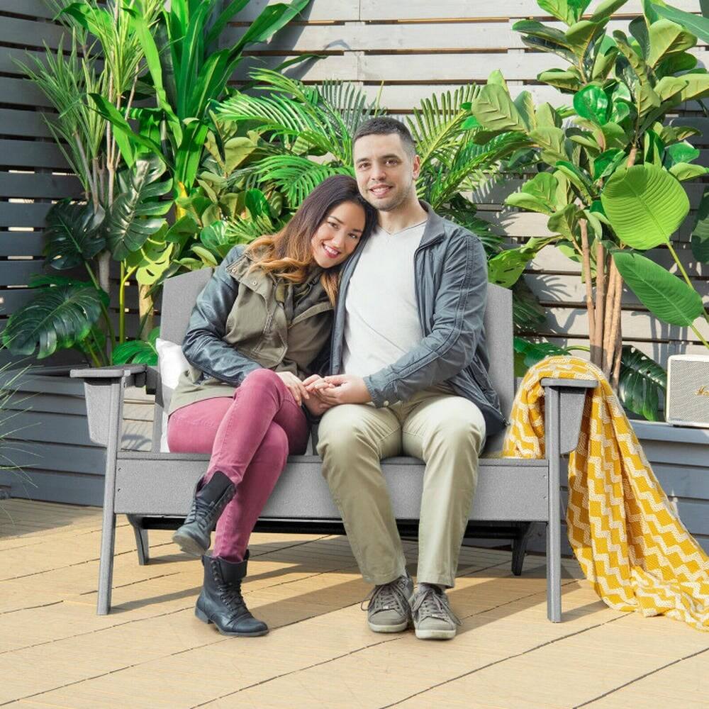 Left. Kadyn - Folding Chairs, Patio Outside Chairs, Lawn Chairs,HDPE Patio Adirondack Chair for Porch Garden Backyard-Gray - Gray.