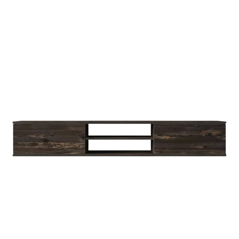 Alt View 3. FurniFact - Black Oak Wall-Mounted TV Stand with Engineered Wood Finish - Brown.