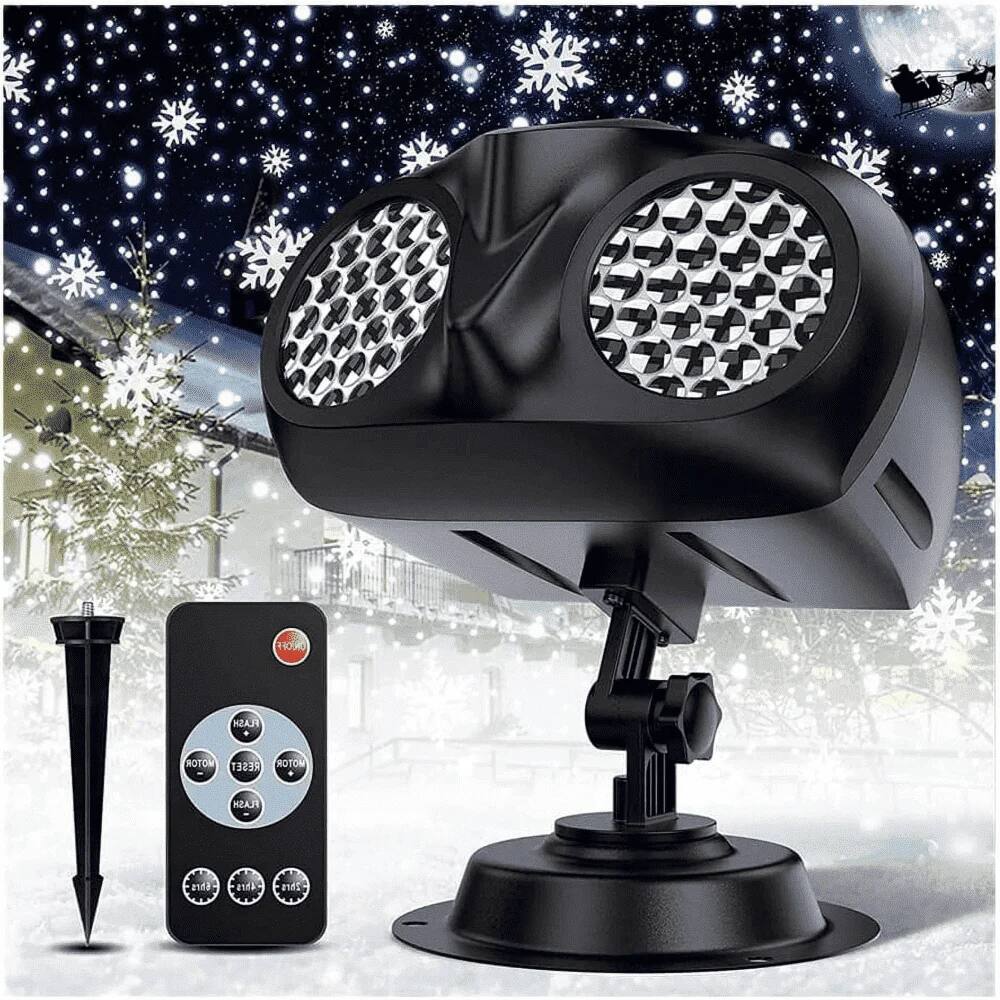 MOVSSOU - Christmas Snowflake Projector Lights Remote Control Timer Waterproof LED Snowflake Light Show Lights for Xmas Holiday Pa - Black