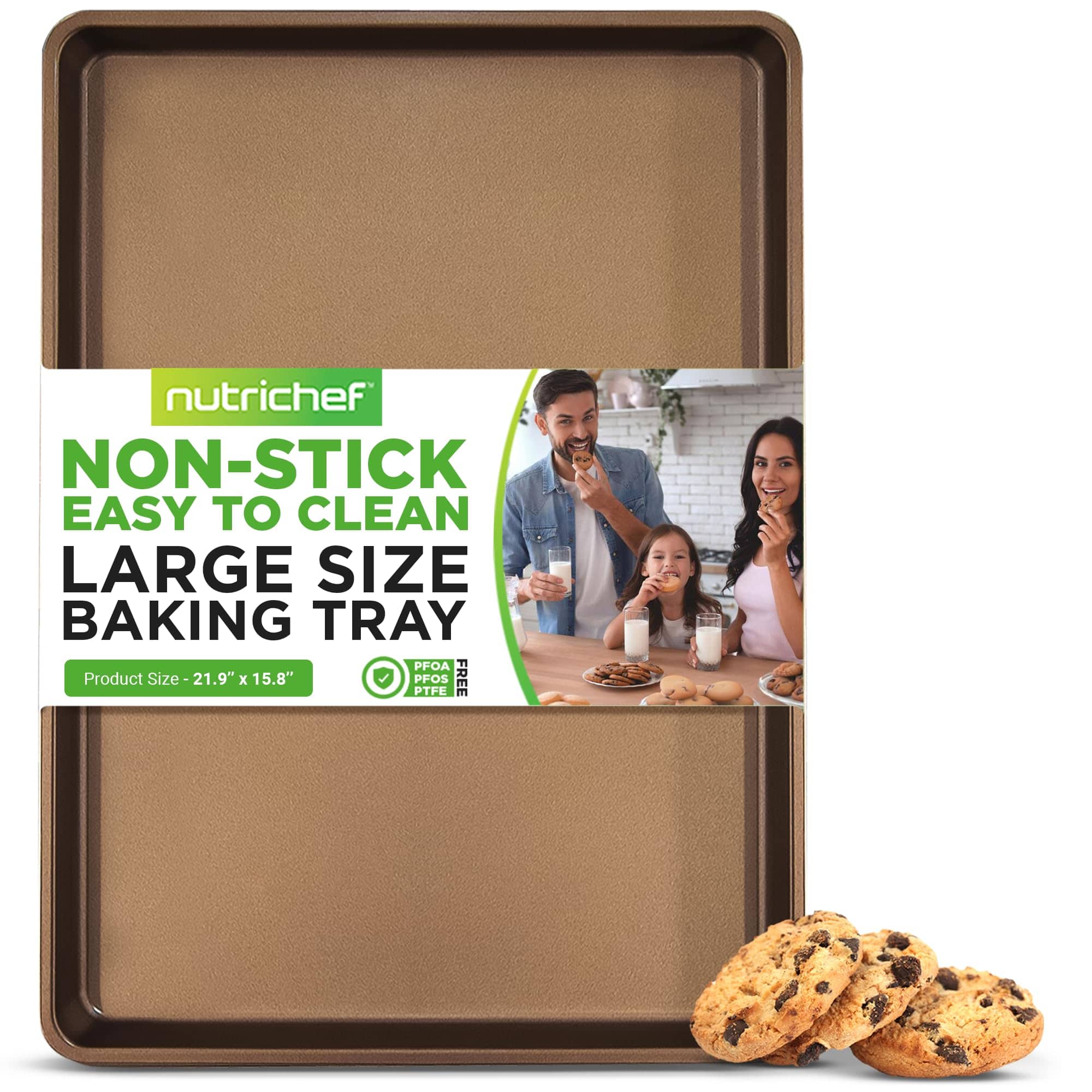 NutriChef - Nonstick XL Cookie Sheet Baking Pan - None