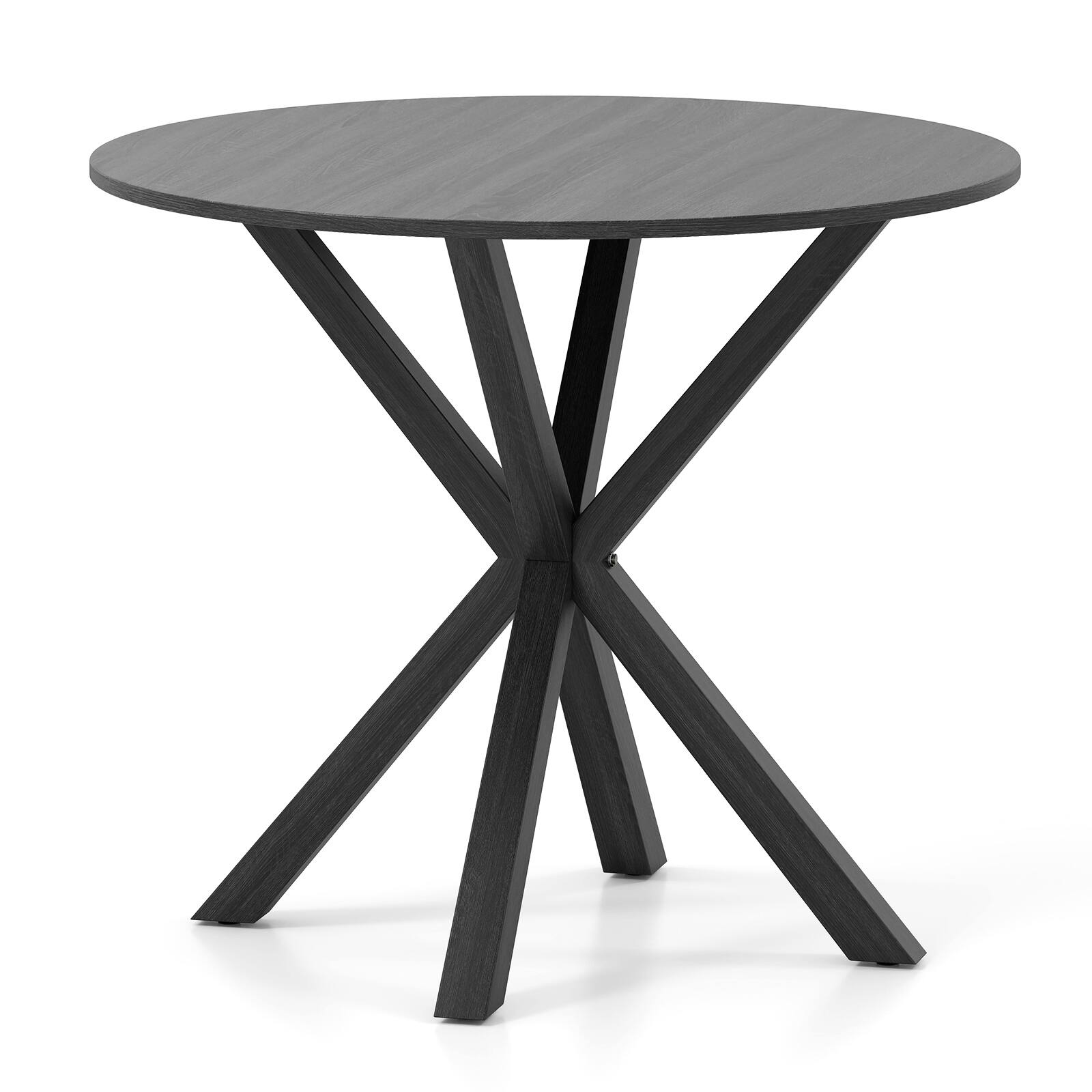 Alt View 9. Gymax - Gymax 36'' Round Farmhouse Dining Table for 4 w/Stable Intersecting Pedestal Base Black - Black.