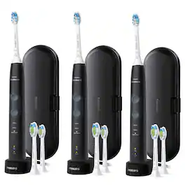 3x Philips Sonicare ProtectiveClean 5300 Rechargeable Electric Toothbrush, HX6423/34 - Black