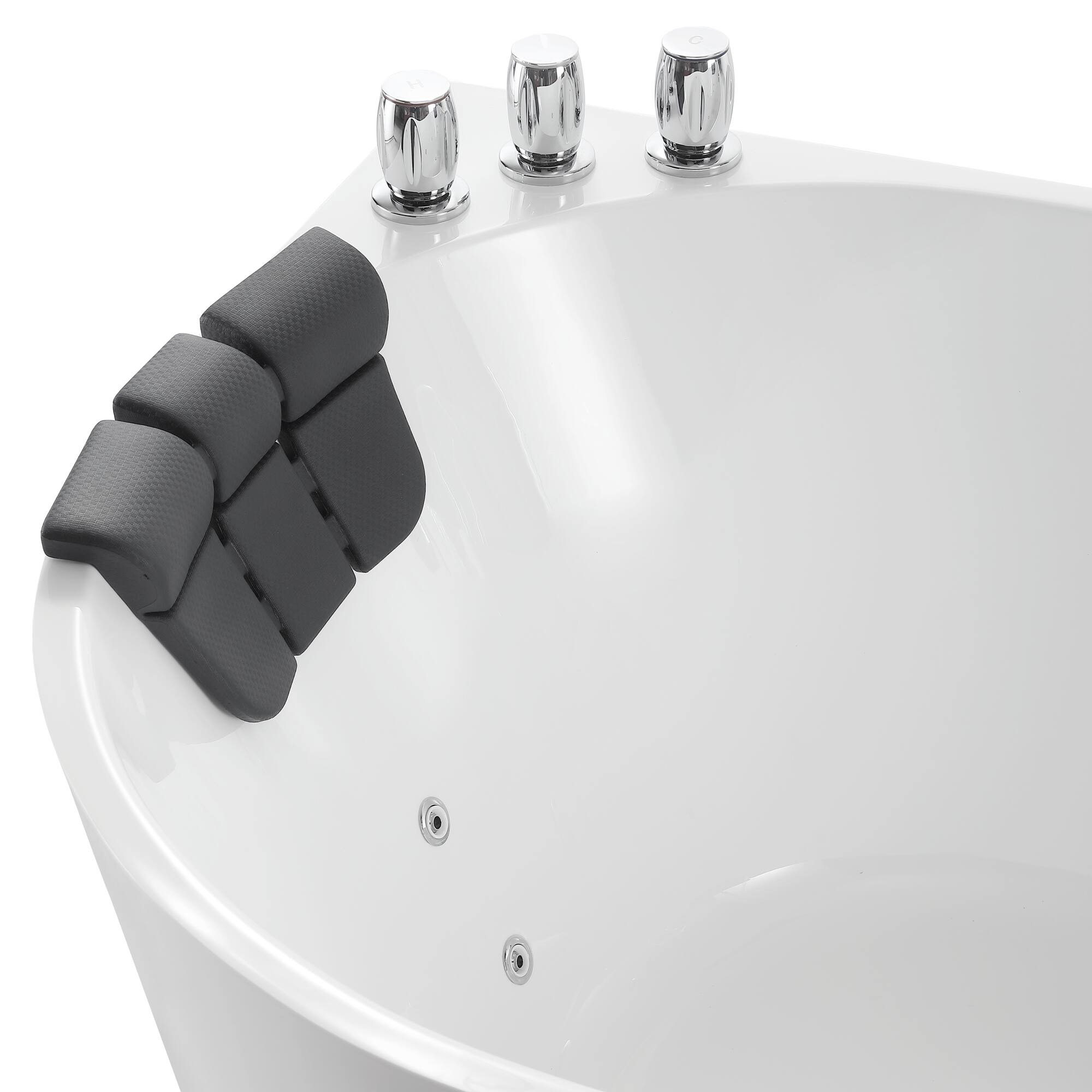 Alt View 5. Empava - 67 in. x 31.5 in. Center Drain Freestanding Whirlpool Bathtub Hydrotherapy Jetted Soaking Bath Tub - Tub filler in White - White.