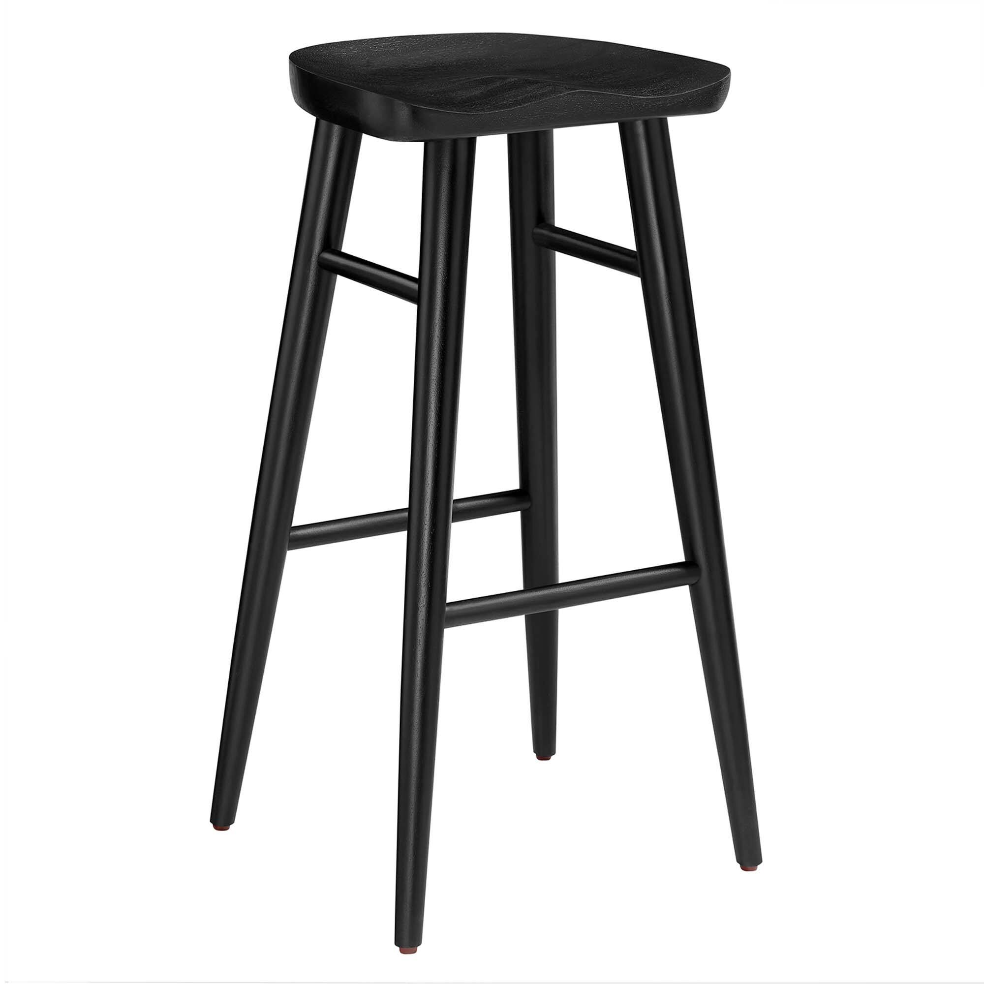 Back. Modway - Saville Backless Wood Bar Stools Set of 2 - Black.