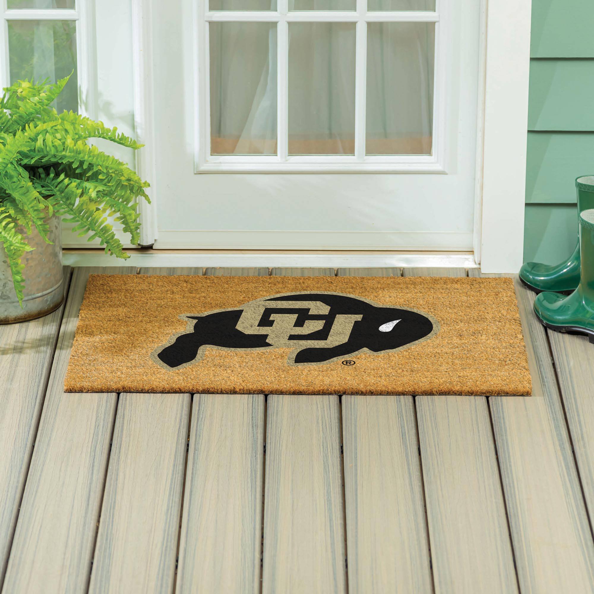 Alt View 3. Evergreen Enterprises - Colorado Buffaloes 24" x 36" Outdoor Team Logo Coir Mat - Brown.