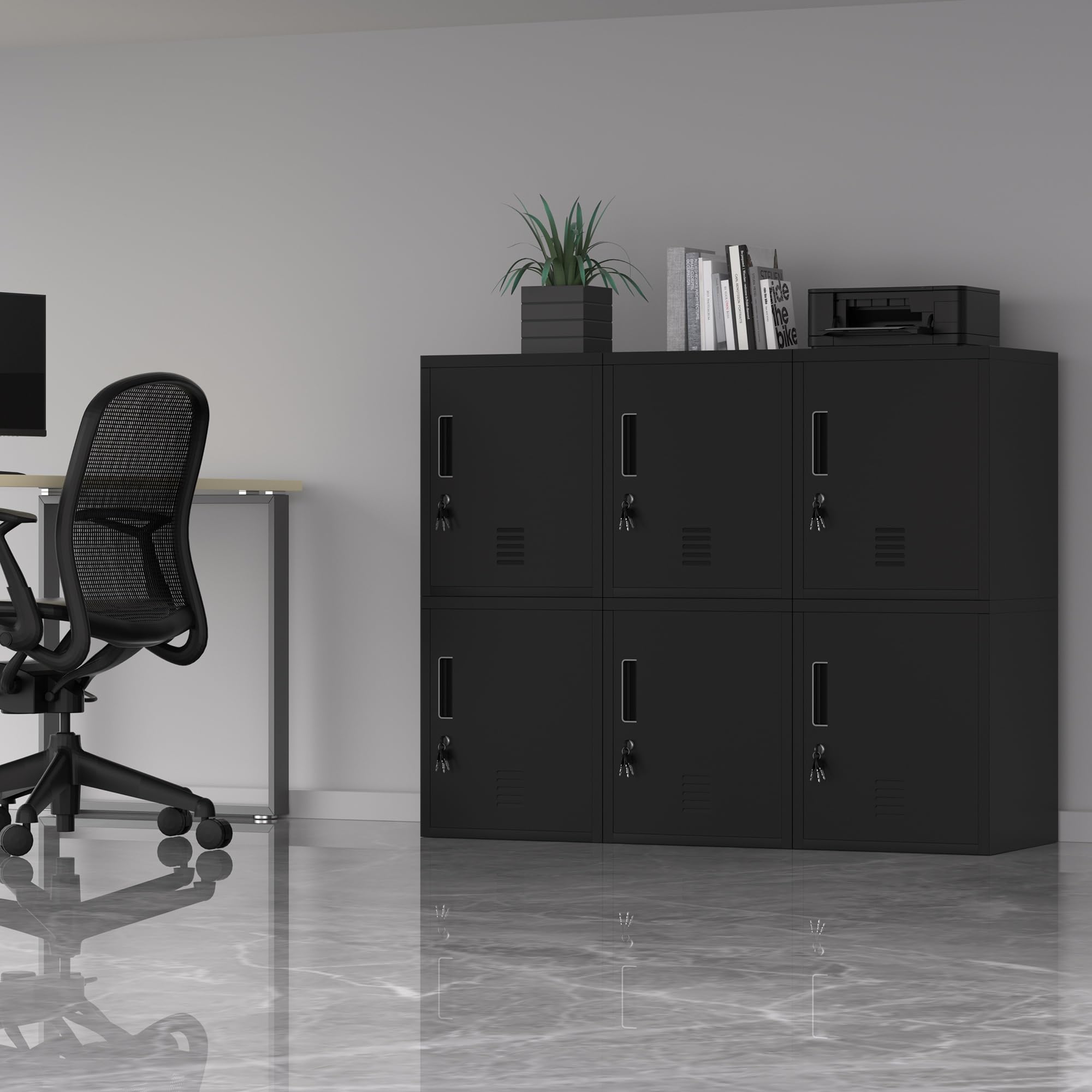 Alt View 1. Earthley Blooms - Metal Storage Locker Cabinet Locking Door Adjustable Shelf Home Office Classroom Workshop Organization.