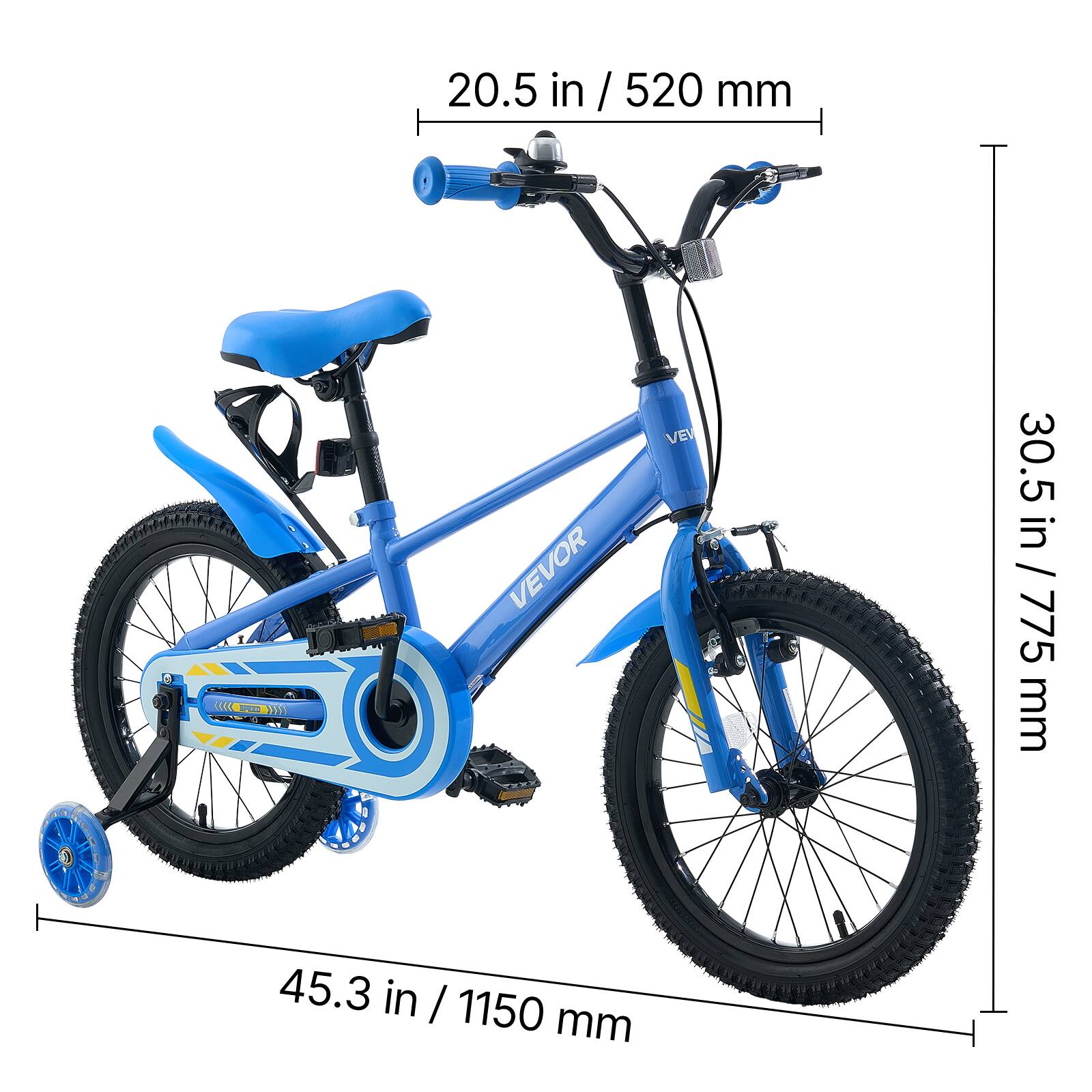 20.5 in / 520 mm  
30.5 in / 775 mm  
45.3 in / 1150 mm