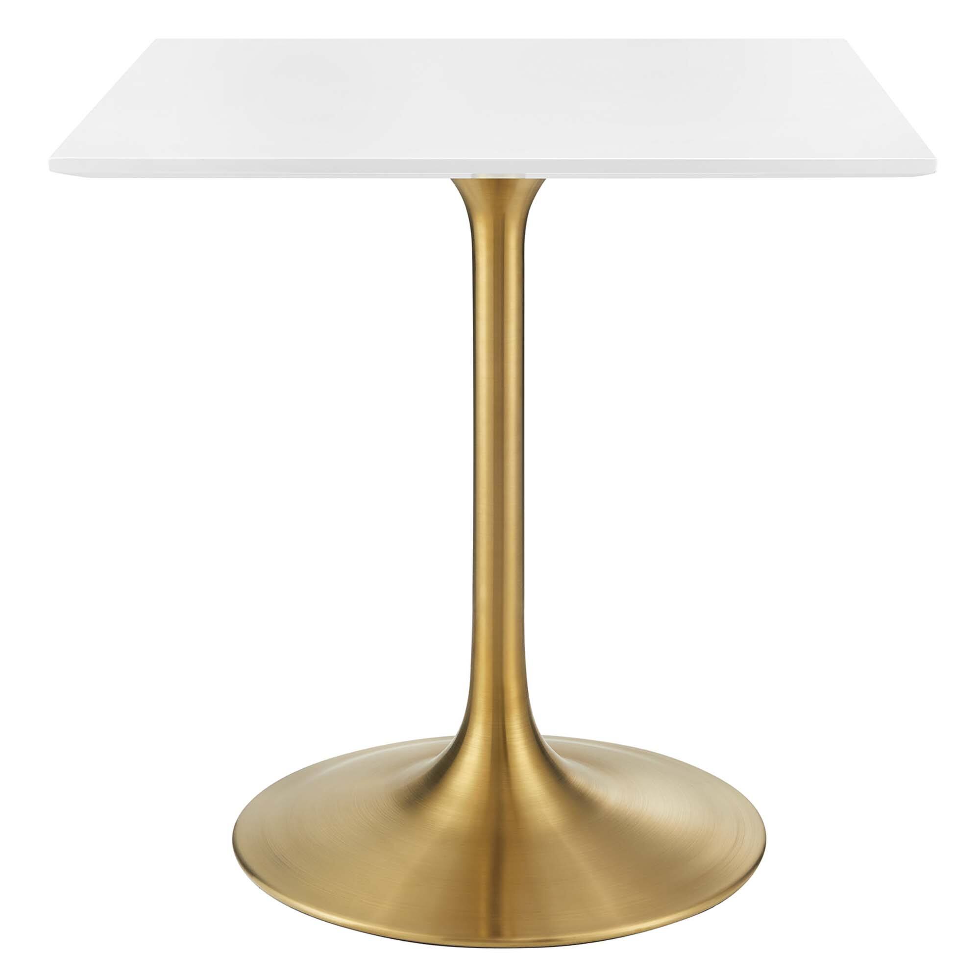 Angle. Modway - Lippa Square Wood Dining Table - Gold White.