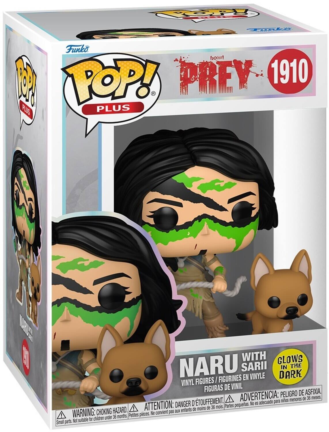 Funko  
POP!  
PLUS  

PREY 1910  

NARU WITH SARI  
VINYL FIGURES / FIGURINES EN VINYLE / FIGURAS DE VINIL  
GLOWS IN THE DARK  

WARNING: CHOKING HAZARD.  
ATTENTION: DANGER D'ÉTOUFFEMENT.  
ADVERTENCIA: PELIGRO DE ASFIXIA.  
Not suitable for children under 36 months.  
Ne convient pas aux enfants de moins de 36 mois.  
No es adecuado para niños menores de 36 meses.  
Small parts.  
Petites pièces.  
Partes pequeñas.  

1910